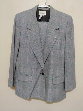 Worthington Size 10 Gray Plaid Skirt Suit Set Blazer Jacket